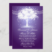 Lila Tree String Lights Hochzeitseinladungen Einladung (Vorne/Hinten)