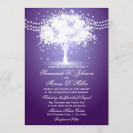 Lila Tree String Lights Hochzeitseinladungen Einladung