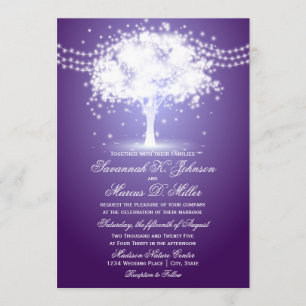 Lila Tree String Lights Hochzeitseinladungen Einladung
