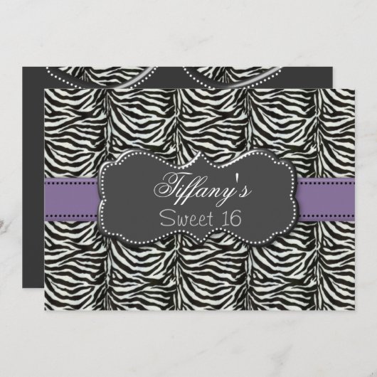 lila trendige 16 . Geburtstag Party Einladung (Vorne/Hinten)