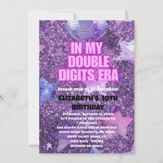 Lila Trendsetter in meiner zweistelligen Ära zum G Einladung (Vorderseite)