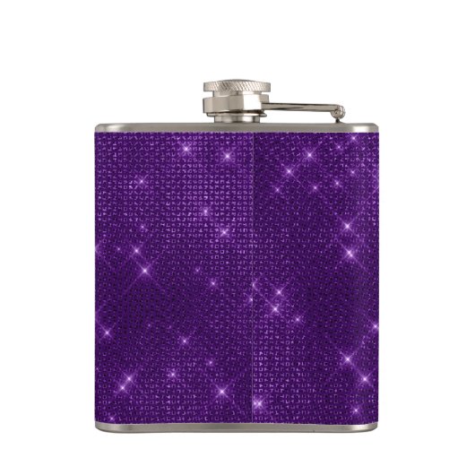 Lila Trendy Sparkle Monogram Initial Flachmann (Rückseite)