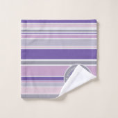 Lila Trendy Stripes Monogram Wreath Laurel Leaf Badhandtuch Set (Waschlappen)