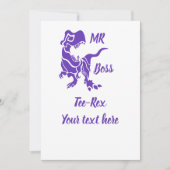 Lila Trex zum Boss Dino Einladung (Vorderseite)