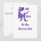 Lila Trex zum Boss Dino Einladung (Vorne/Hinten)