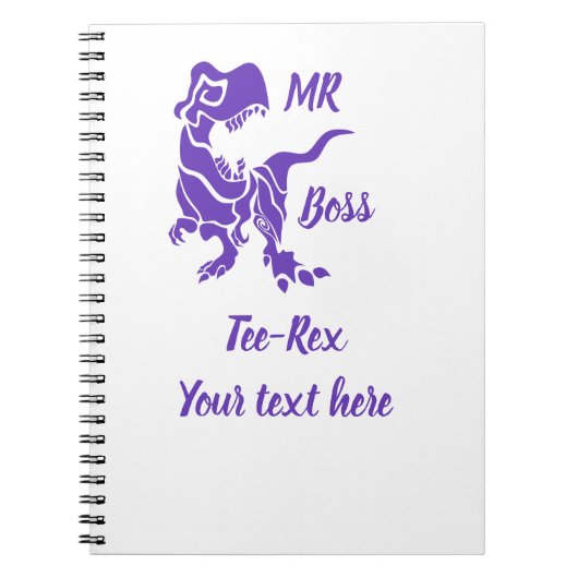 Lila Trex zum Boss Dino Notizblock (Vorderseite)