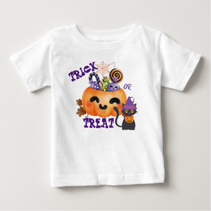 Lila Trick oder Behandlung mit Kürbis und Leckerei Baby T-shirt