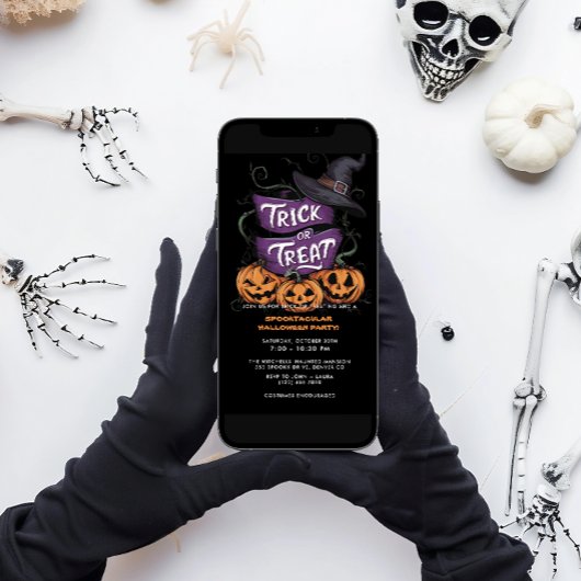 Lila Trick oder Behandlung Spooktacular Halloween- Einladung