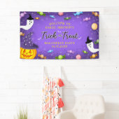 Lila Trick oder Treat Kids Halloween Candy Party Banner (Insitu)