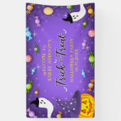Lila Trick oder Treat Kids Halloween Candy Party Banner (Vertikal)