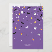 Lila Trick oder Treten Kinder Halloween-Party lädt Einladung (Rückseite)