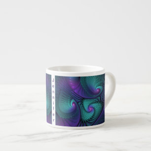 Lila trifft Türkis abstrakte Fraktalkunst Name Espressotasse