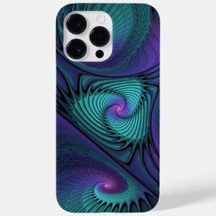 Lila trifft Türkis Moderne Abstrakte Fraktal Kunst Case-Mate iPhone 14 Pro Max Hülle