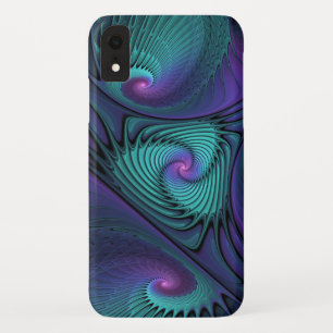Lila trifft Türkis moderne abstrakte Fraktal-Kunst Case-Mate iPhone Hülle