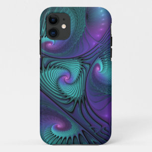 Lila trifft Türkis Moderne Abstrakte Fraktal Kunst Case-Mate iPhone Hülle