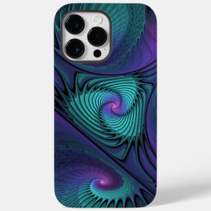 Lila trifft Türkis Moderne Abstrakte Fraktal Kunst Case-Mate iPhone 14 Pro Max Hülle