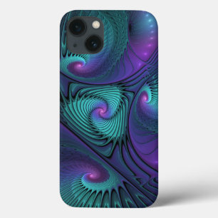 Lila trifft Türkis moderne abstrakte Fraktal-Kunst Case-Mate iPhone Hülle