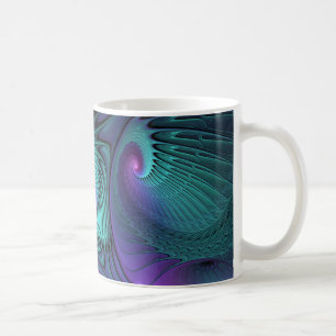 Lila trifft Türkis moderne abstrakte Fraktal-Kunst Kaffeetasse