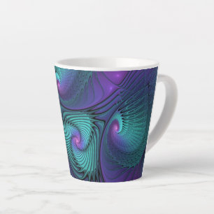 Lila trifft Türkis Moderne Abstrakte Fraktal Kunst Milchtasse