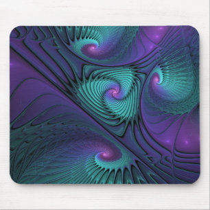 Lila trifft Türkis moderne abstrakte Fraktal-Kunst Mousepad