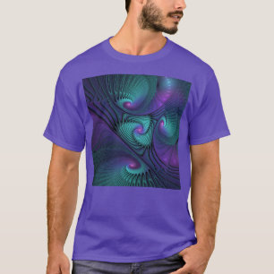 Lila trifft Türkis moderne abstrakte Fraktal-Kunst T-Shirt