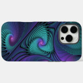 Lila trifft Türkis Modernes abstraktes Fraktal Kun Case-Mate iPhone Hülle (Rückseite (Horizontal))