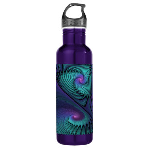 Lila trifft Türkis Modernes abstraktes Fraktal Kun Edelstahlflasche