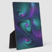 Lila trifft Türkis Modernes abstraktes Fraktal Kun Fotoplatte (Seite)