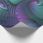 Lila trifft Türkis Modernes abstraktes Fraktal Kun Geschenkpapier (Ecke)