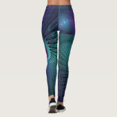 Lila trifft Türkis Modernes abstraktes Fraktal Kun Leggings (Rückseite)