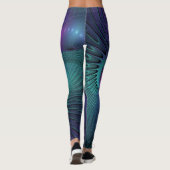 Lila trifft Türkis Modernes abstraktes Fraktal Kun Leggings (Rückseite)