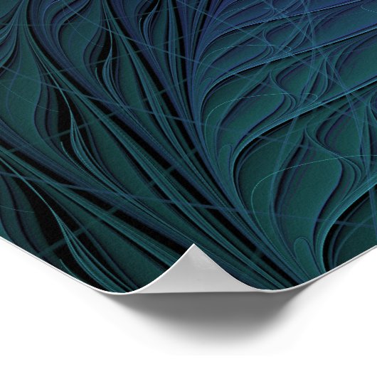 Lila trifft Türkis Modernes abstraktes Fraktal Kun Poster (Ecke)