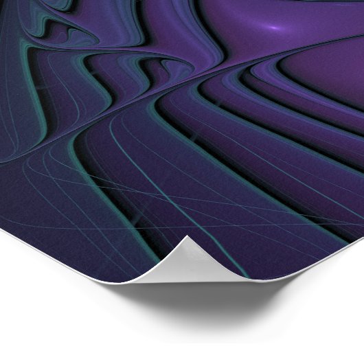 Lila trifft Türkis Modernes abstraktes Fraktal Kun Poster (Ecke)