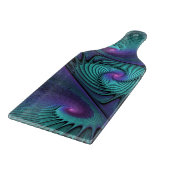 Lila trifft Türkis Modernes abstraktes Fraktal Kun Schneidebrett (Ecke)