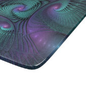 Lila trifft Türkis Modernes abstraktes Fraktal Kun Schneidebrett (Ecke)