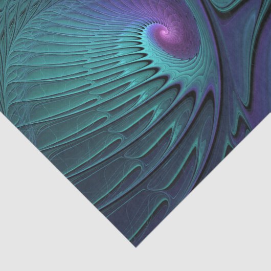 Lila trifft Türkis Modernes abstraktes Fraktal Kun Seidenpapier (Detail)