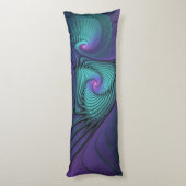 Lila trifft Türkis Modernes abstraktes Fraktal Kun Seitenschläferkissen (Rückseite (Vertikal))