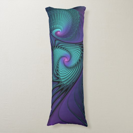 Lila trifft Türkis Modernes abstraktes Fraktal Kun Seitenschläferkissen (Vorderseite Vertikal)