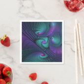 Lila trifft Türkis Modernes abstraktes Fraktal Kun Serviette (Beispiel)