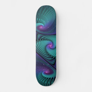 Lila trifft Türkis Modernes abstraktes Fraktal Kun Skateboard