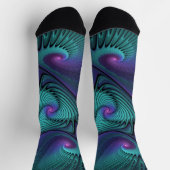 Lila trifft Türkis Modernes abstraktes Fraktal Kun Socken (Oben)