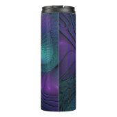 Lila trifft Türkis Modernes abstraktes Fraktal Kun Thermosbecher (Rückseite)