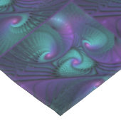 Lila trifft Türkis Modernes abstraktes Fraktal Kun Tischdecke (Schrägansicht)