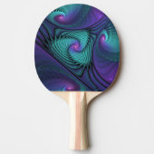 Lila trifft Türkis Modernes abstraktes Fraktal Kun Tischtennis Schläger (Vorderseite)