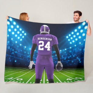 Lila Trikot personalisierter Fußballspieler Fleecedecke