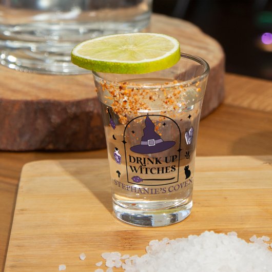 Lila Trinkhexen Halloween Schnapsglas