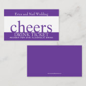 Lila Trinkticket für Hochzeitsempfang Begleitkarte (Vorne/Hinten)