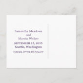 Lila Triple Strip Save the Date Postkarte (Rückseite)
