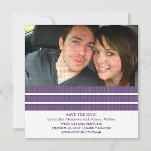 Lila Triple Stripe Foto Save the Date einladen Einladung