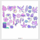 Lila Trippy Psychedelic Mushroom-Blume Aufkleber (Blatt)